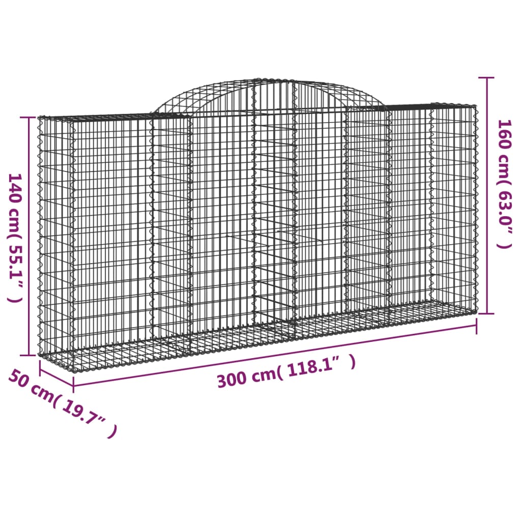 Schanskorven 30 st gewelfd 300x50x140/160 cm ijzer is nu te koop bij PeponiXL, paradijselijk wonen!