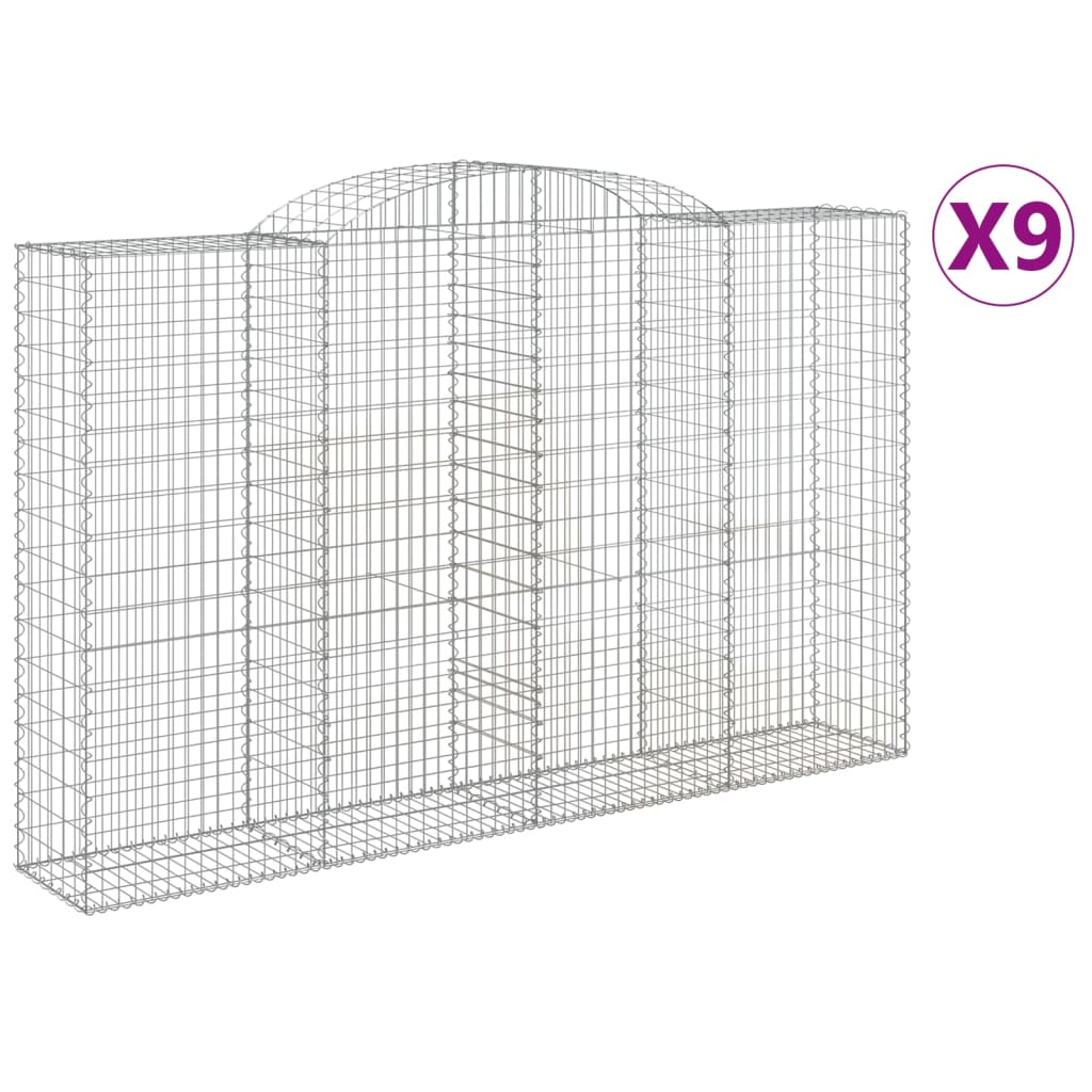 Schanskorven 9 st gewelfd 300x50x180/200 cm ijzer is nu te koop bij PeponiXL, paradijselijk wonen!