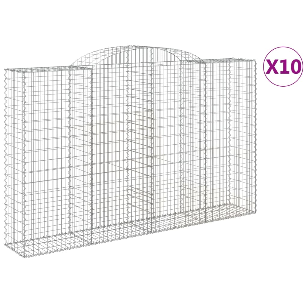 Schanskorven 10 st gewelfd 300x50x180/200 cm ijzer is nu te koop bij PeponiXL, paradijselijk wonen!