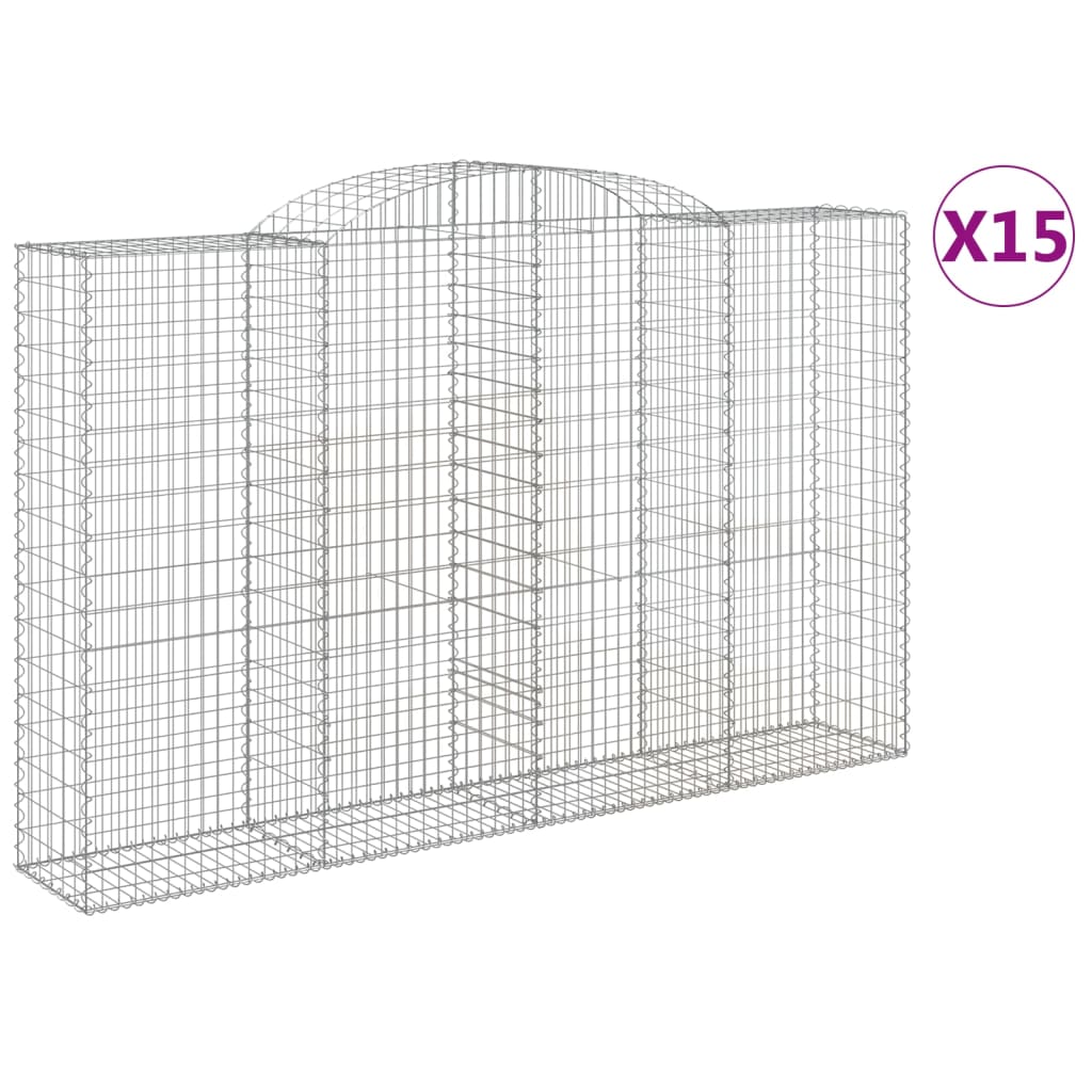 Schanskorven 15 st gewelfd 300x50x180/200 cm ijzer is nu te koop bij PeponiXL, paradijselijk wonen!
