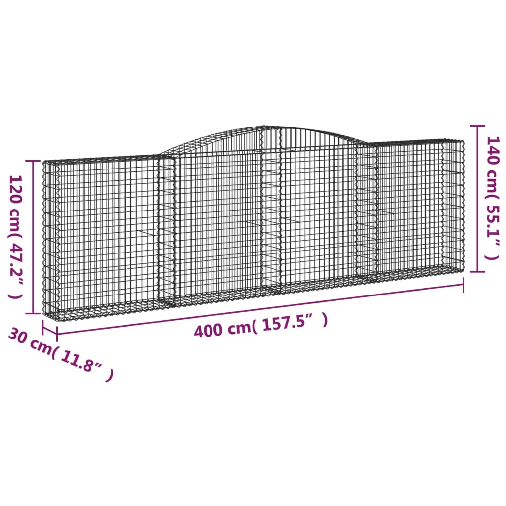 Schanskorven 20 st gewelfd 400x30x120/140 cm ijzer is nu te koop bij PeponiXL, paradijselijk wonen!