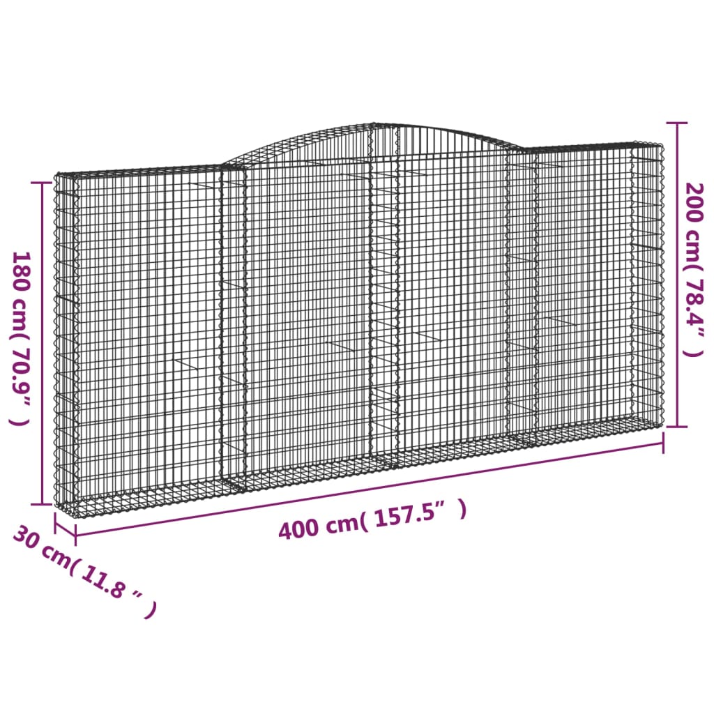 Schanskorven 9 st gewelfd 400x30x180/200 cm ijzer is nu te koop bij PeponiXL, paradijselijk wonen!