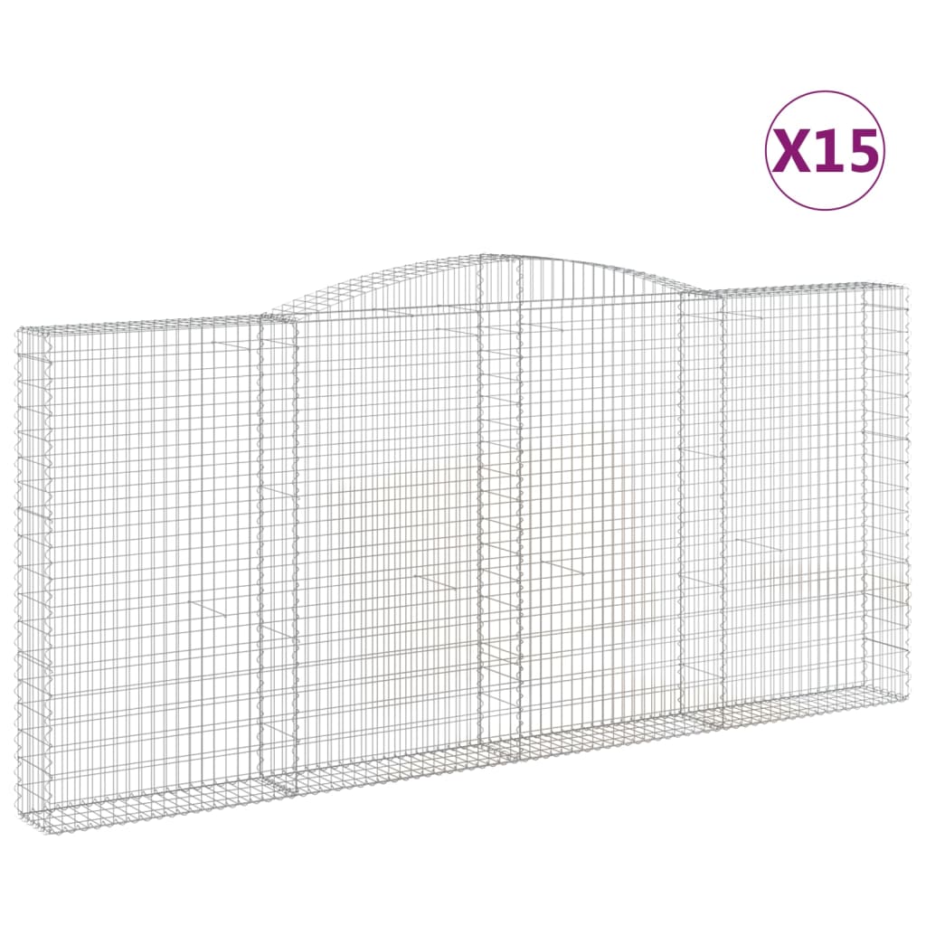 Schanskorven 15 st gewelfd 400x30x180/200 cm ijzer is nu te koop bij PeponiXL, paradijselijk wonen!