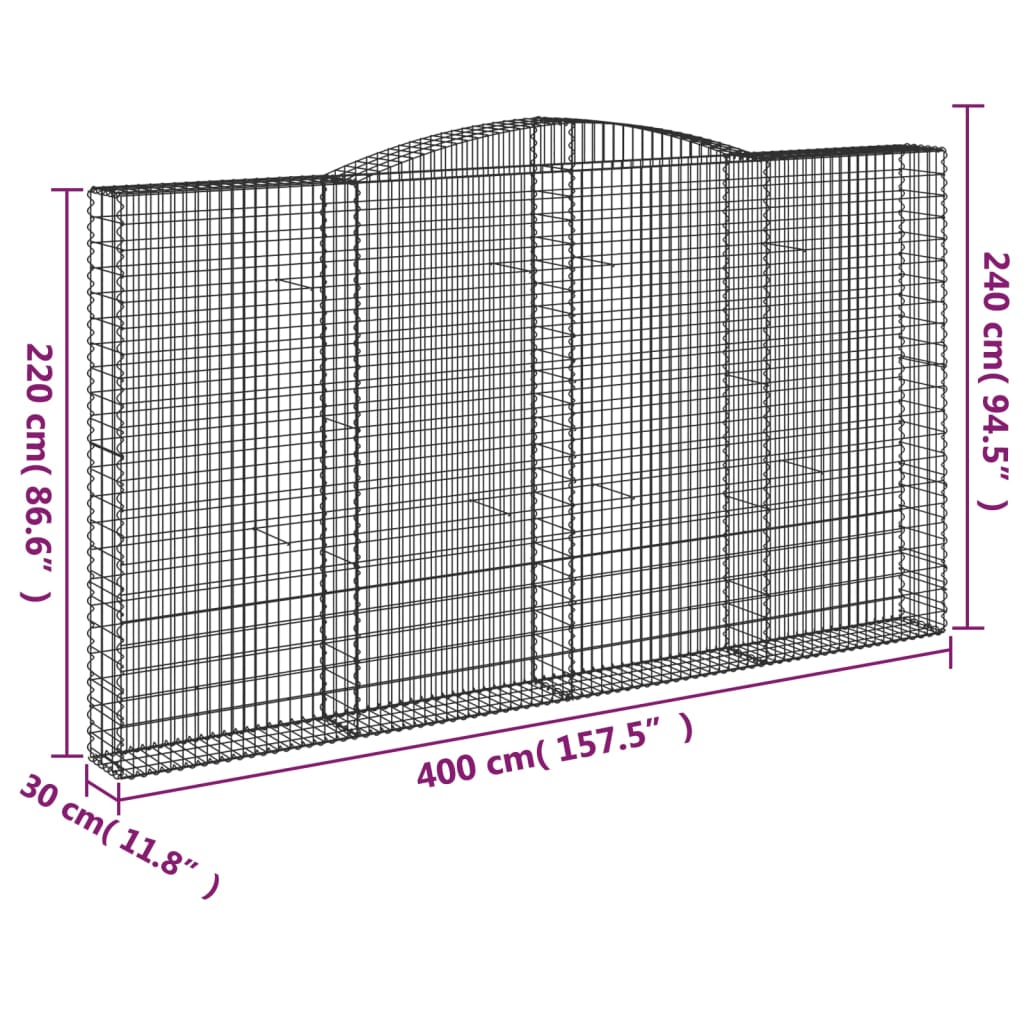 Schanskorven 9 st gewelfd 400x30x220/240 cm ijzer is nu te koop bij PeponiXL, paradijselijk wonen!