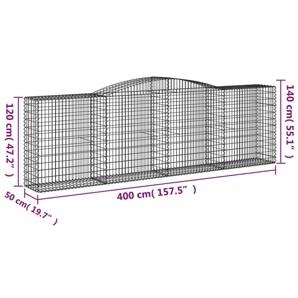 Schanskorven 25 st gewelfd 400x50x120/140 cm ijzer is nu te koop bij PeponiXL, paradijselijk wonen!