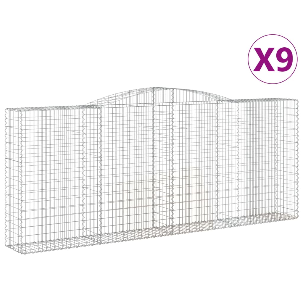 Schanskorven 9 st gewelfd 400x50x160/180 cm ijzer is nu te koop bij PeponiXL, paradijselijk wonen!