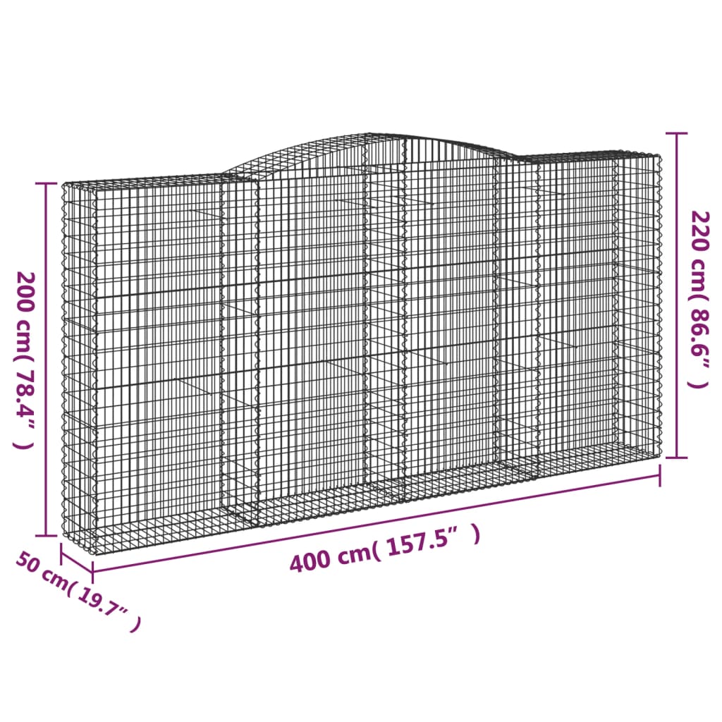 Schanskorven 6 st gewelfd 400x50x200/220 cm ijzer is nu te koop bij PeponiXL, paradijselijk wonen!