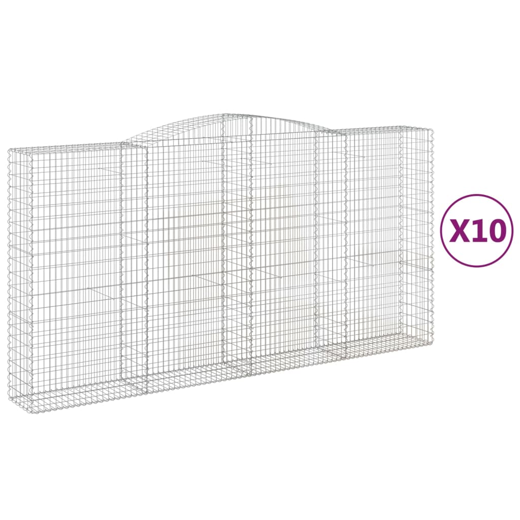 Schanskorven 10 st gewelfd 400x50x200/220 cm ijzer is nu te koop bij PeponiXL, paradijselijk wonen!