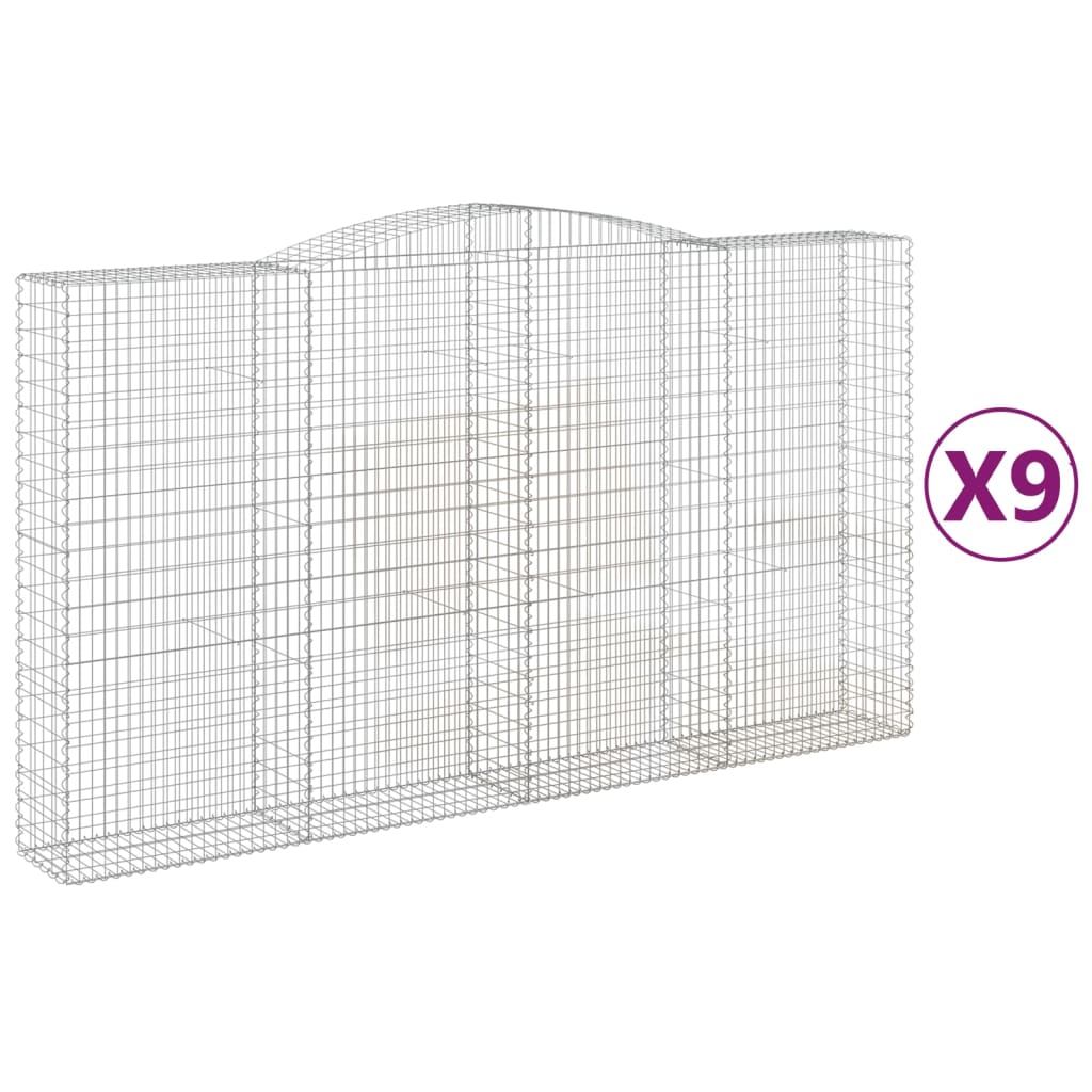 Schanskorven 9 st gewelfd 400x50x220/240 cm ijzer is nu te koop bij PeponiXL, paradijselijk wonen!