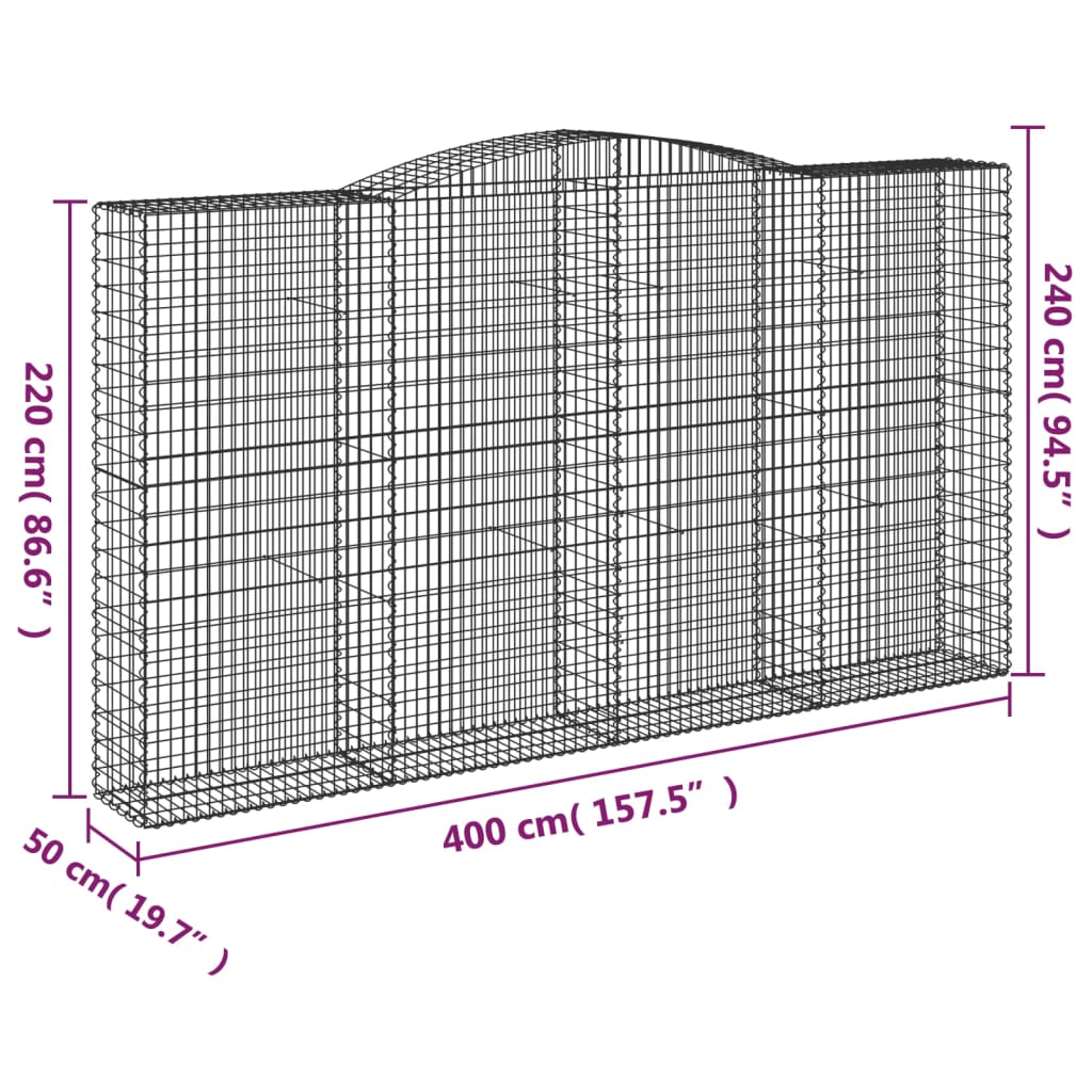 Schanskorven 9 st gewelfd 400x50x220/240 cm ijzer is nu te koop bij PeponiXL, paradijselijk wonen!