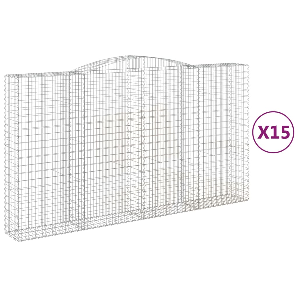Schanskorven 15 st gewelfd 400x50x220/240 cm ijzer is nu te koop bij PeponiXL, paradijselijk wonen!