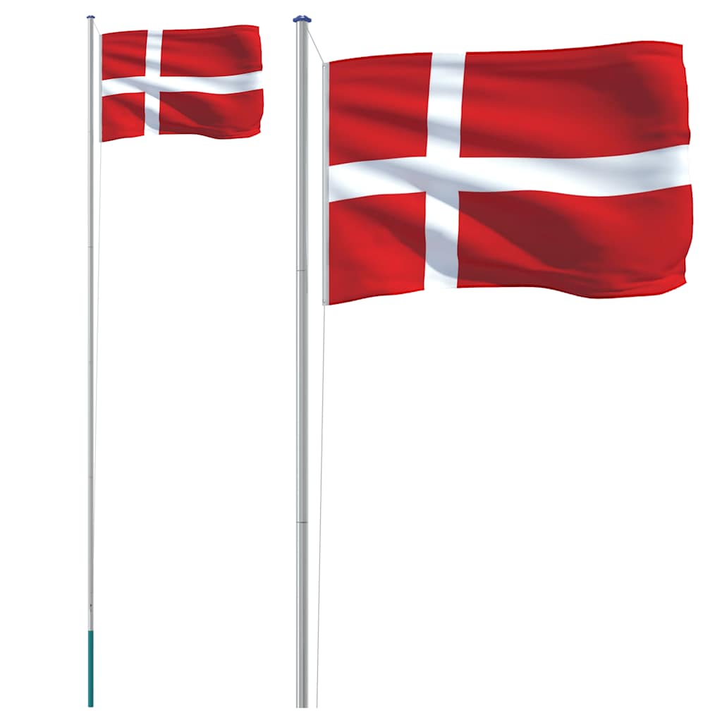 Vlag met vlaggenmast Denemarken 6,08 m aluminium