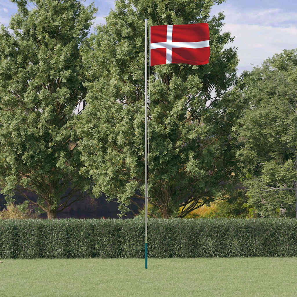 Vlag met vlaggenmast Denemarken 6,08 m aluminium