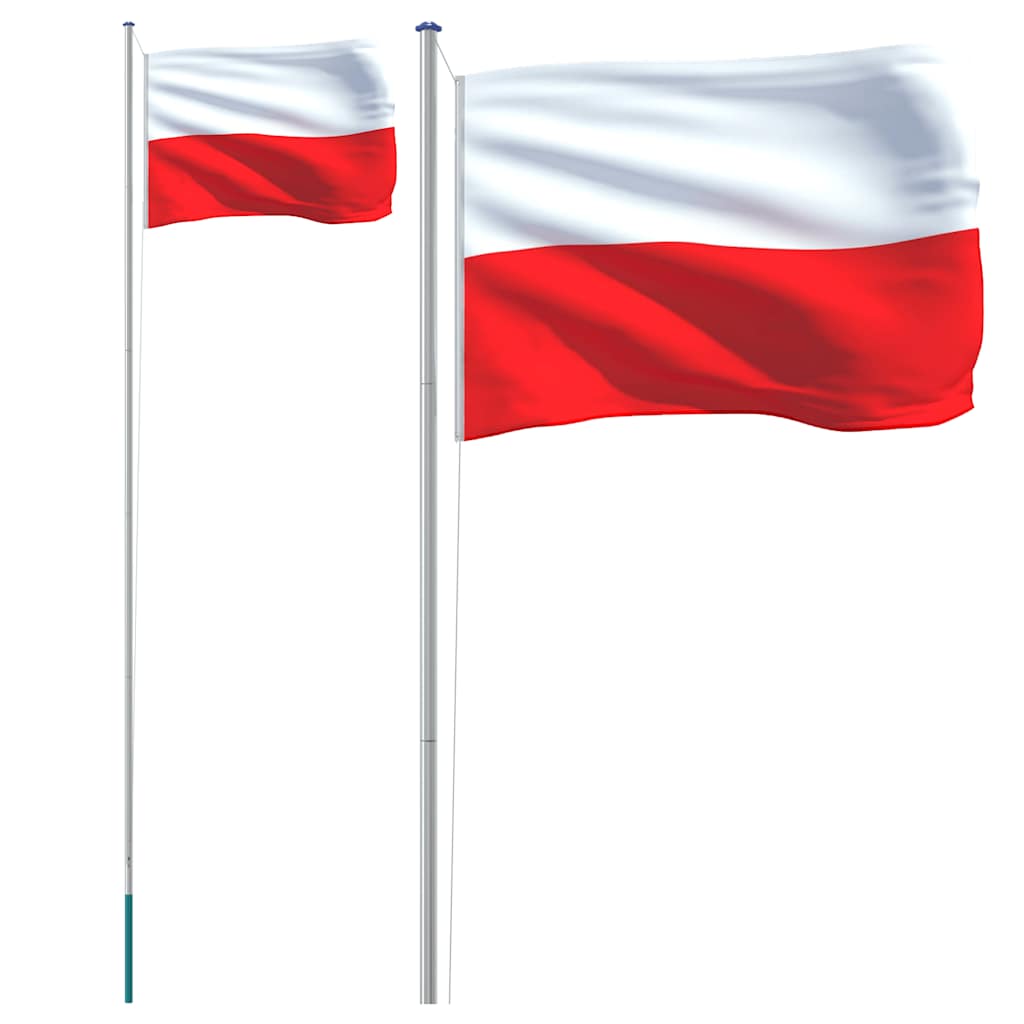 Vlag met vlaggenmast Polen 6,08 m aluminium