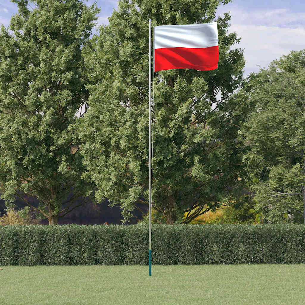 Vlag met vlaggenmast Polen 6,08 m aluminium
