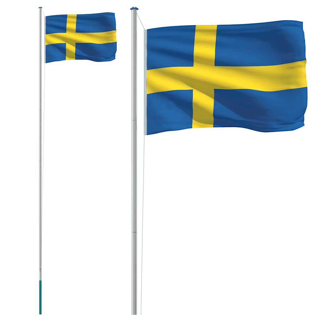 Vlag met vlaggenmast Zweden 6,08 m aluminium is nu te koop bij PeponiXL, paradijselijk wonen!