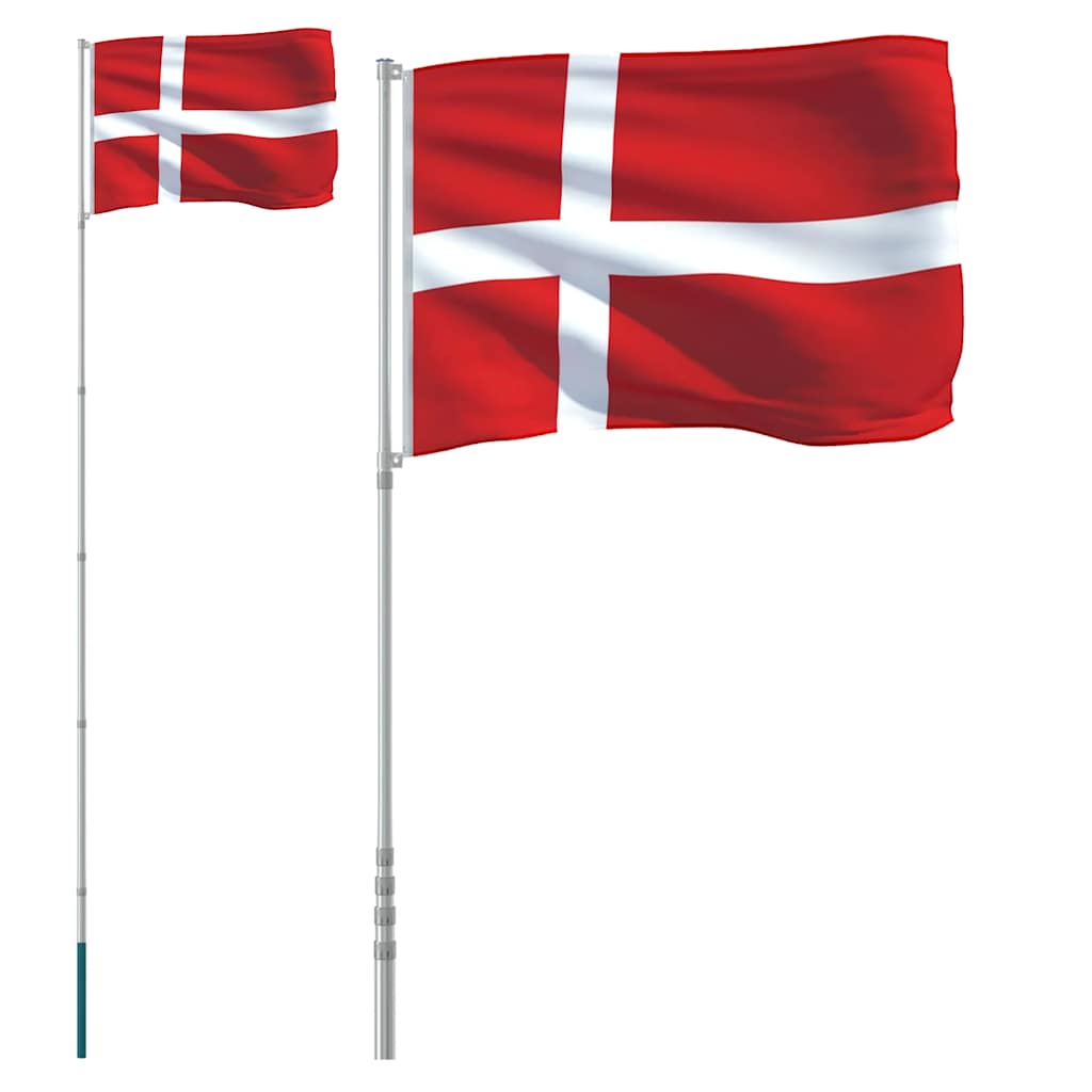 Vlag met vlaggenmast Denemarken 5,5 m aluminium