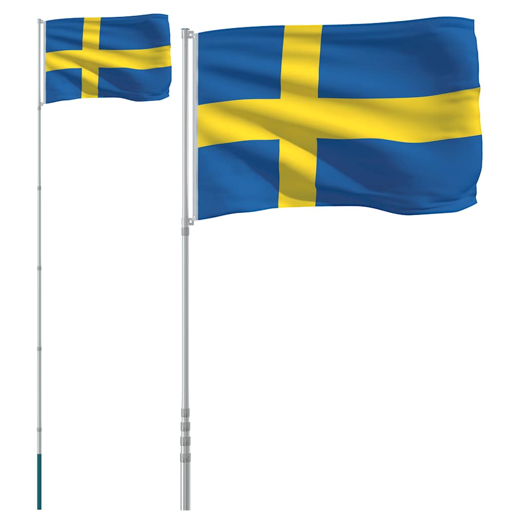 Vlag met vlaggenmast Zweden 5,5 m aluminium is nu te koop bij PeponiXL, paradijselijk wonen!