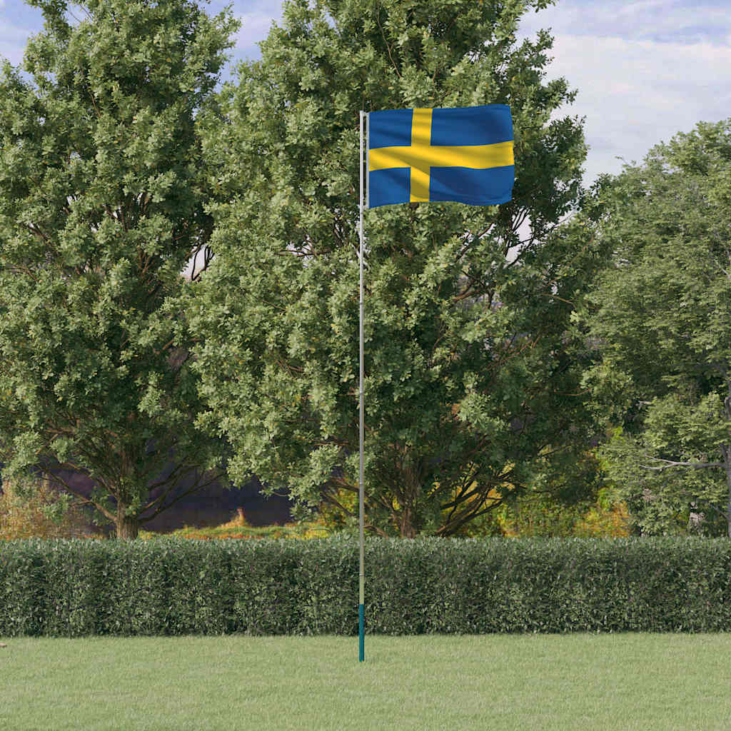 Vlag met vlaggenmast Zweden 5,5 m aluminium is nu te koop bij PeponiXL, paradijselijk wonen!