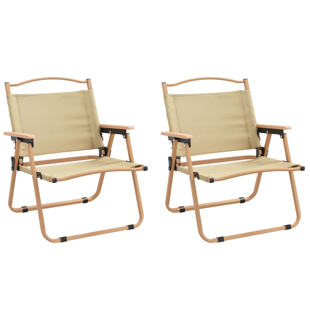 Campingstoelen 2 st 54x43x59 cm oxford stof beige is nu te koop bij PeponiXL, paradijselijk wonen!