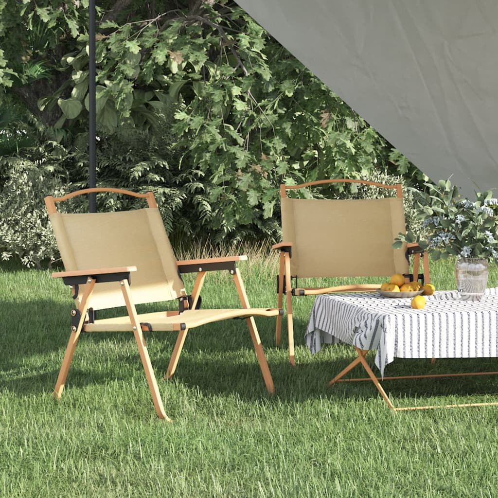 Campingstoelen 2 st 54x43x59 cm oxford stof beige is nu te koop bij PeponiXL, paradijselijk wonen!