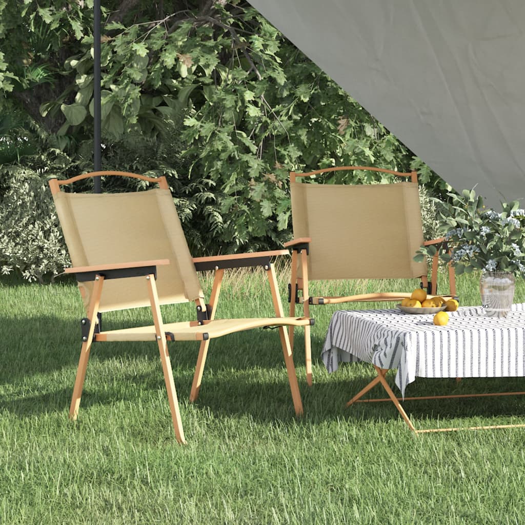 Campingstoelen 2 st 54x55x78 cm oxford stof beige is nu te koop bij PeponiXL, paradijselijk wonen!