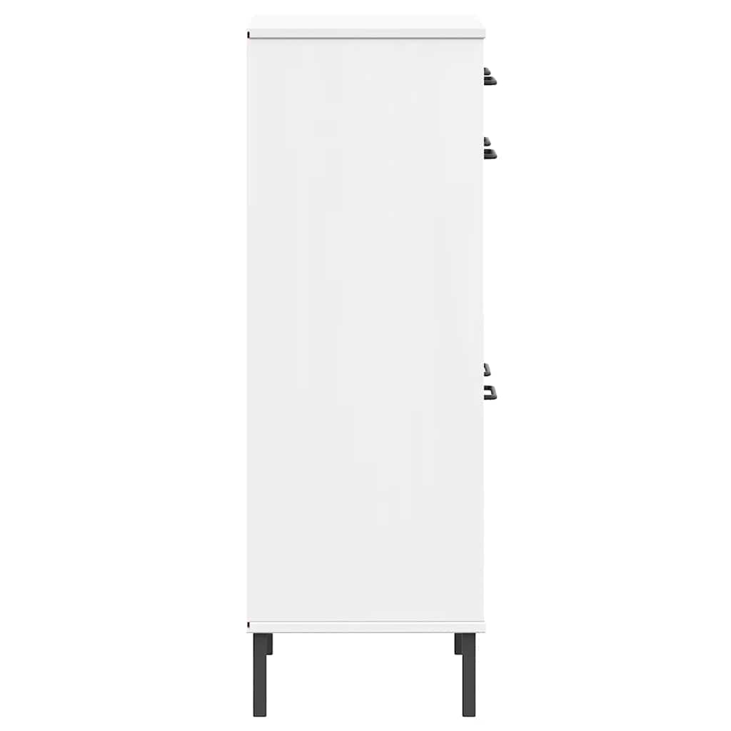 Schoenenkast met metalen poten OSLO massief grenenhout wit is nu te koop bij PeponiXL, paradijselijk wonen!