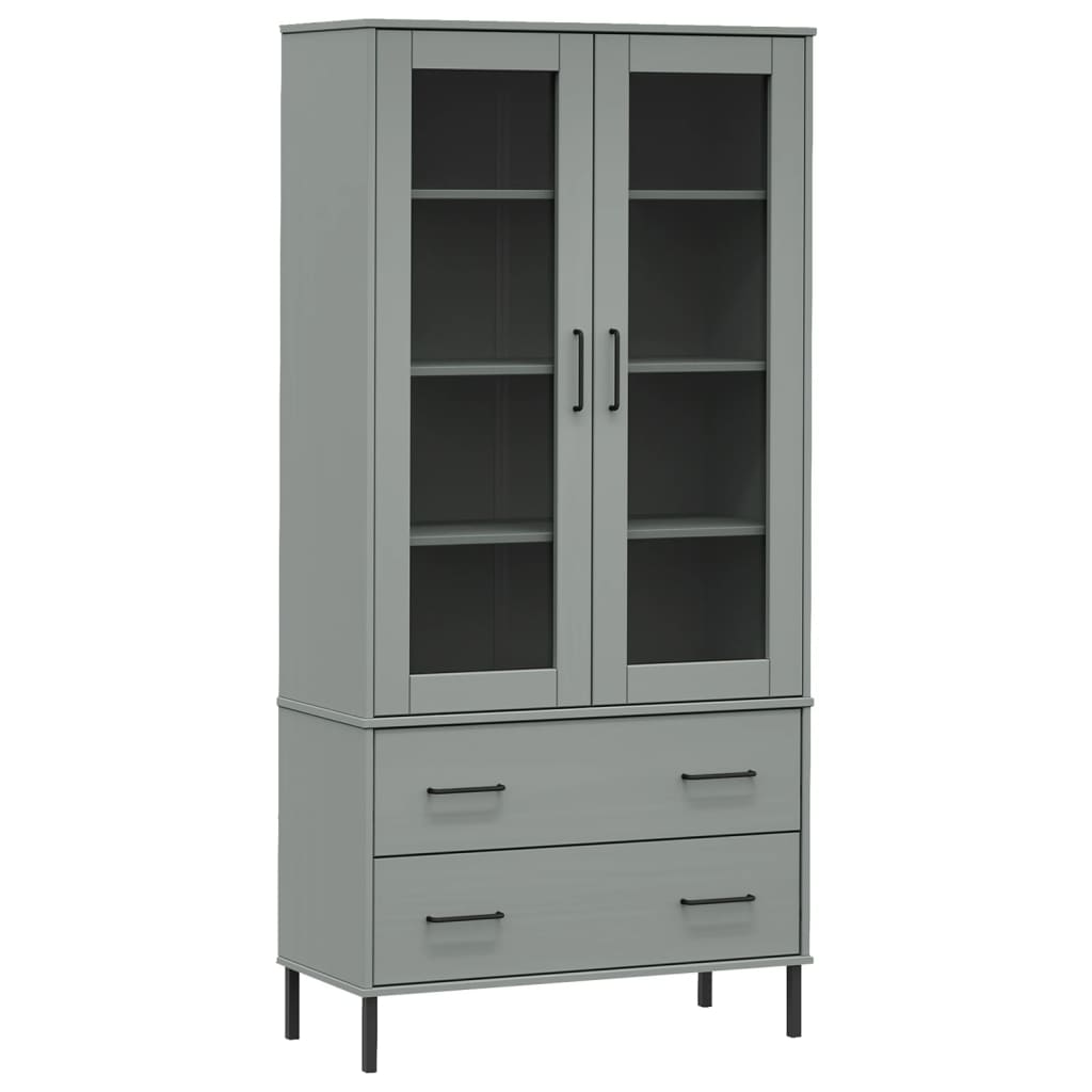 Boekenkast met metalen poten OSLO 85x35x172,5 cm hout grijs is nu te koop bij PeponiXL, paradijselijk wonen!