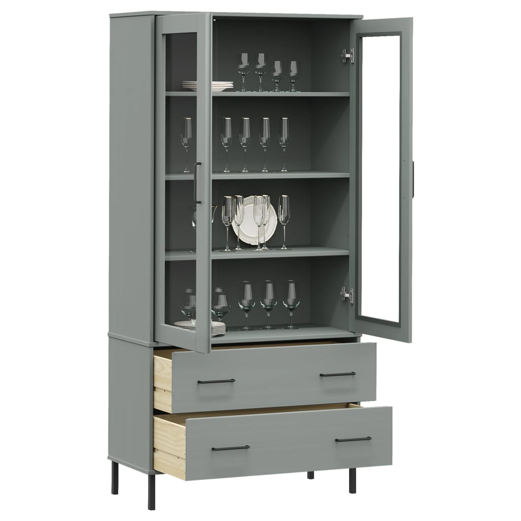 Boekenkast met metalen poten OSLO 85x35x172,5 cm hout grijs is nu te koop bij PeponiXL, paradijselijk wonen!