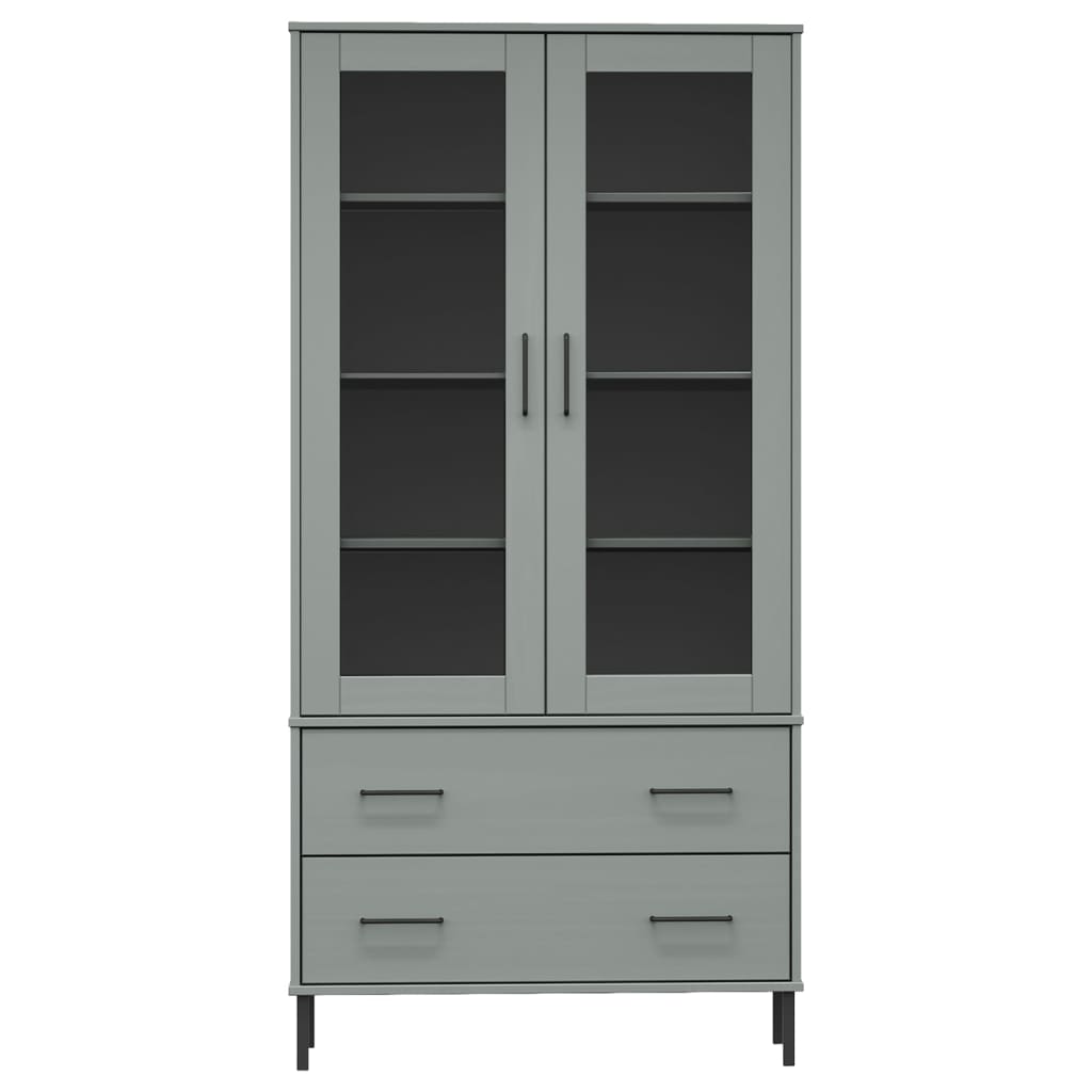 Boekenkast met metalen poten OSLO 85x35x172,5 cm hout grijs is nu te koop bij PeponiXL, paradijselijk wonen!