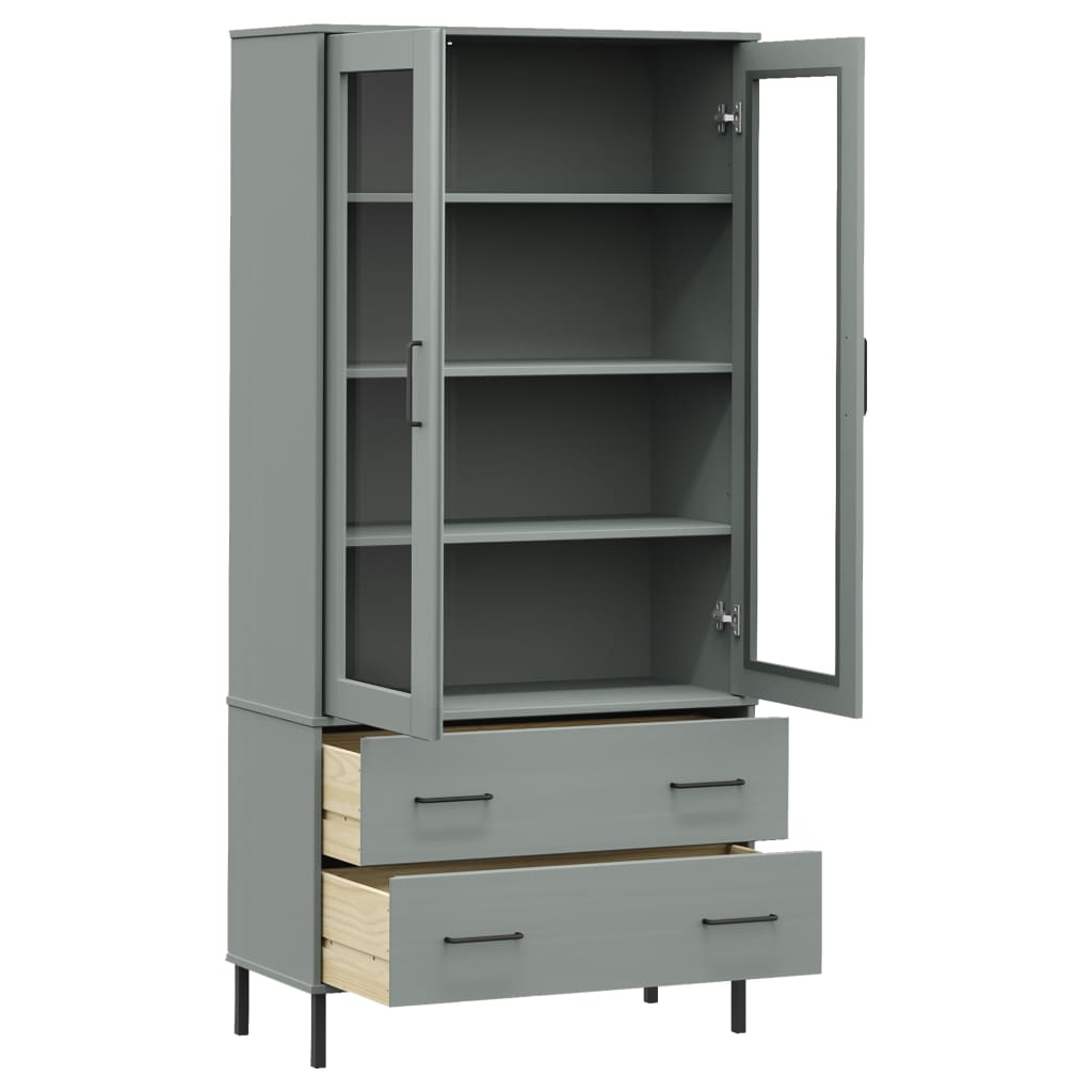 Boekenkast met metalen poten OSLO 85x35x172,5 cm hout grijs is nu te koop bij PeponiXL, paradijselijk wonen!