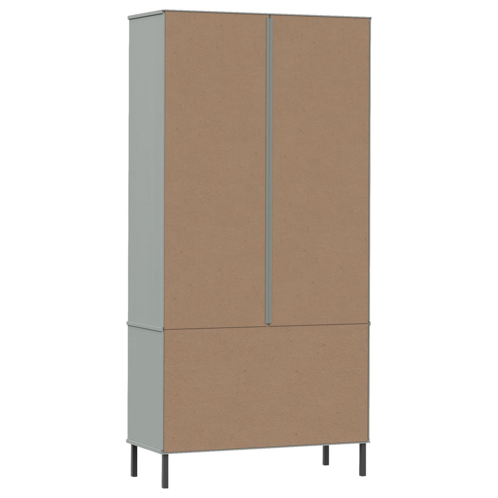 Boekenkast met metalen poten OSLO 85x35x172,5 cm hout grijs is nu te koop bij PeponiXL, paradijselijk wonen!