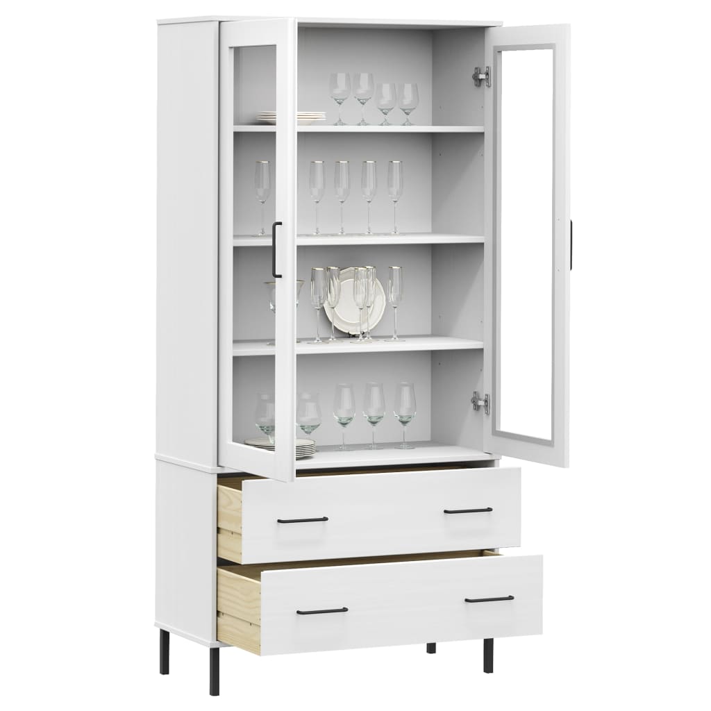 Boekenkast met metalen poten OSLO 85x35x172,5 cm hout wit is nu te koop bij PeponiXL, paradijselijk wonen!