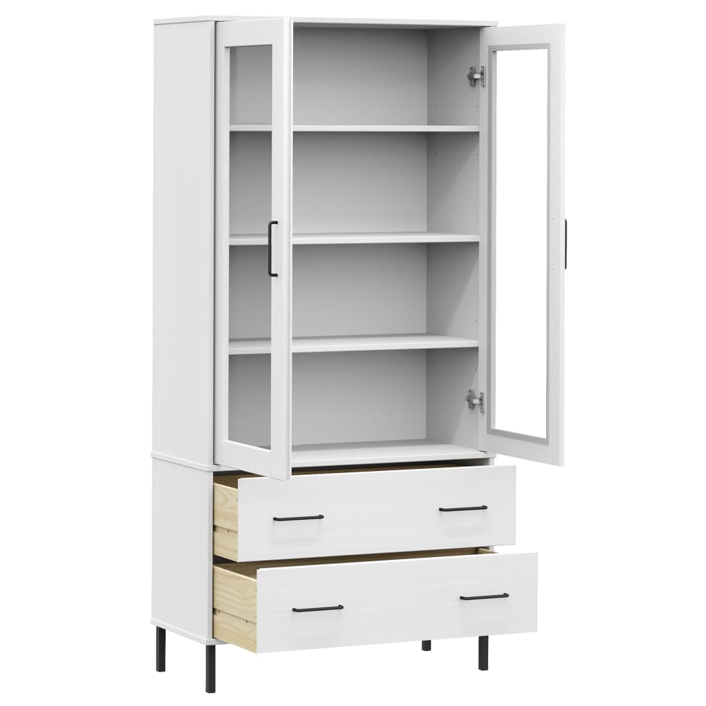 Boekenkast met metalen poten OSLO 85x35x172,5 cm hout wit is nu te koop bij PeponiXL, paradijselijk wonen!