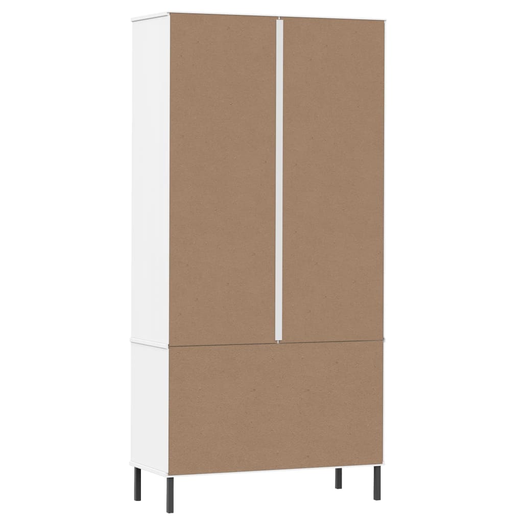 Boekenkast met metalen poten OSLO 85x35x172,5 cm hout wit is nu te koop bij PeponiXL, paradijselijk wonen!