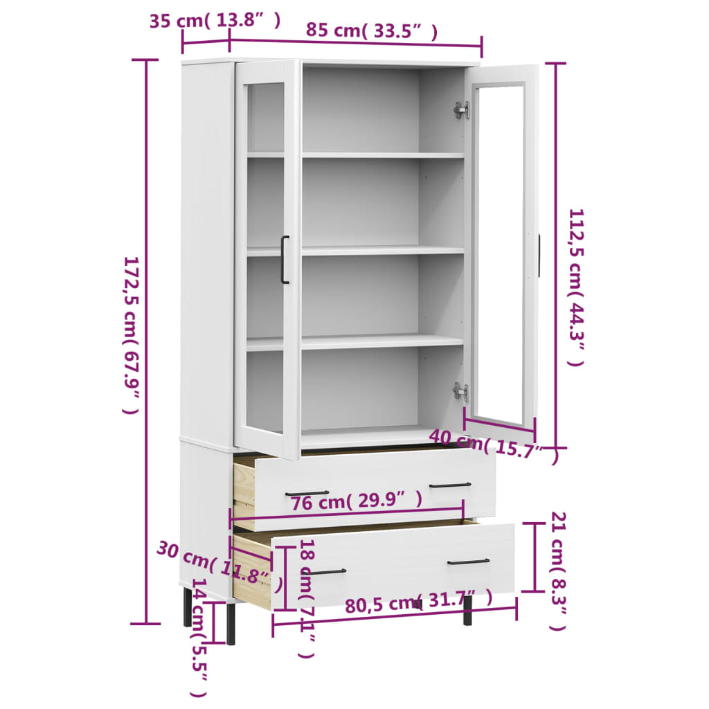 Boekenkast met metalen poten OSLO 85x35x172,5 cm hout wit is nu te koop bij PeponiXL, paradijselijk wonen!