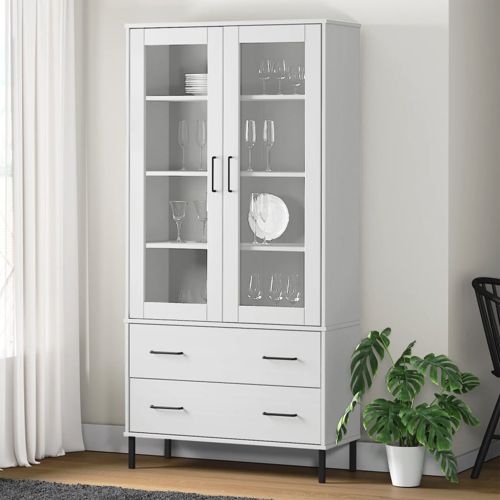 Boekenkast met metalen poten OSLO 85x35x172,5 cm hout wit is nu te koop bij PeponiXL, paradijselijk wonen!