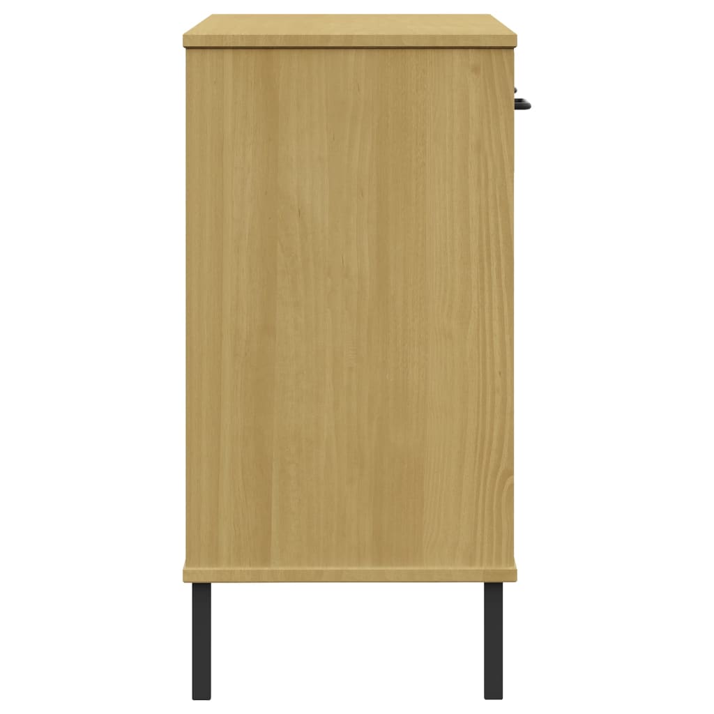 Wandkast met metalen poten OSLO massief grenenhout bruin is nu te koop bij PeponiXL, paradijselijk wonen!