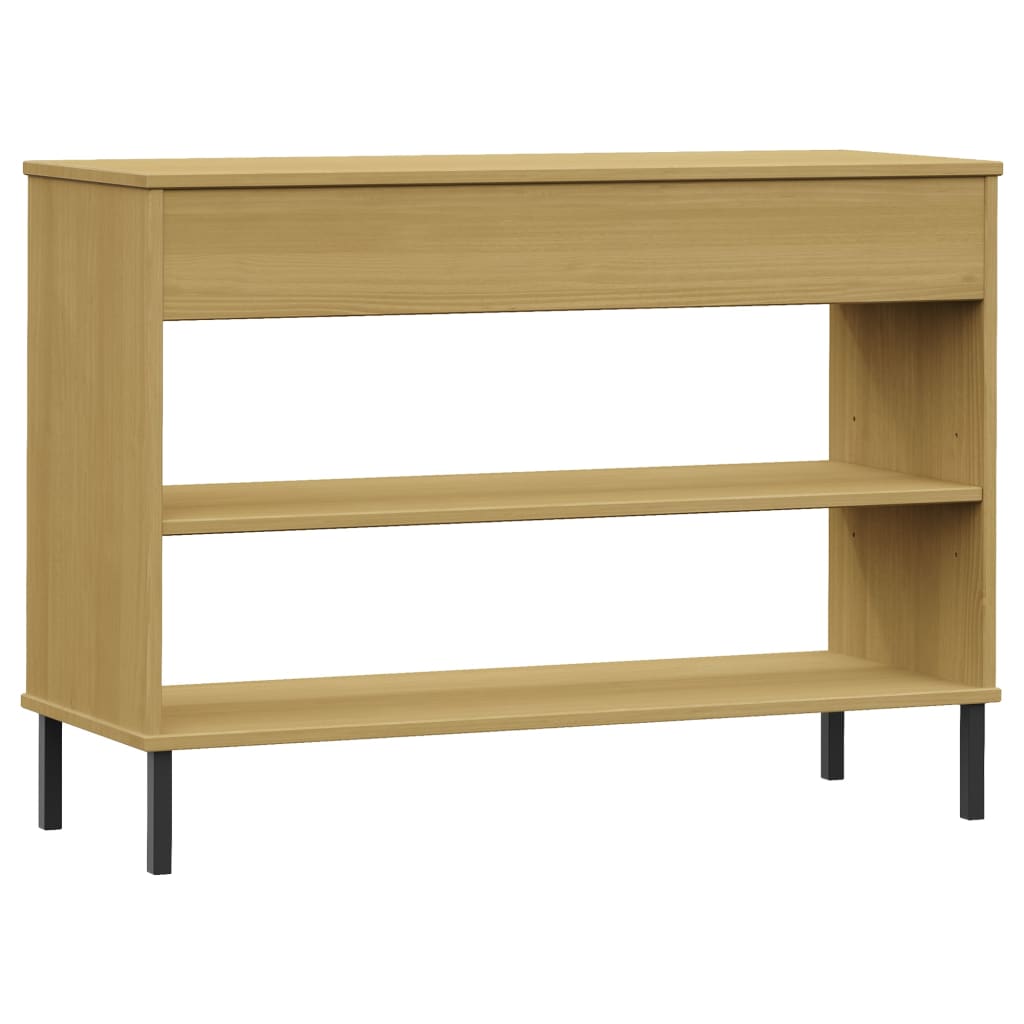 Wandkast met metalen poten OSLO massief grenenhout bruin is nu te koop bij PeponiXL, paradijselijk wonen!