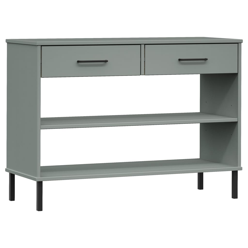 Wandkast met metalen poten OSLO massief grenenhout grijs is nu te koop bij PeponiXL, paradijselijk wonen!