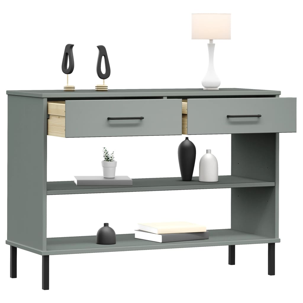 Wandkast met metalen poten OSLO massief grenenhout grijs is nu te koop bij PeponiXL, paradijselijk wonen!