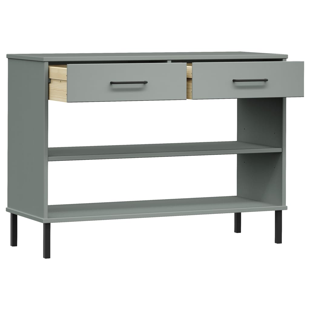 Wandkast met metalen poten OSLO massief grenenhout grijs is nu te koop bij PeponiXL, paradijselijk wonen!