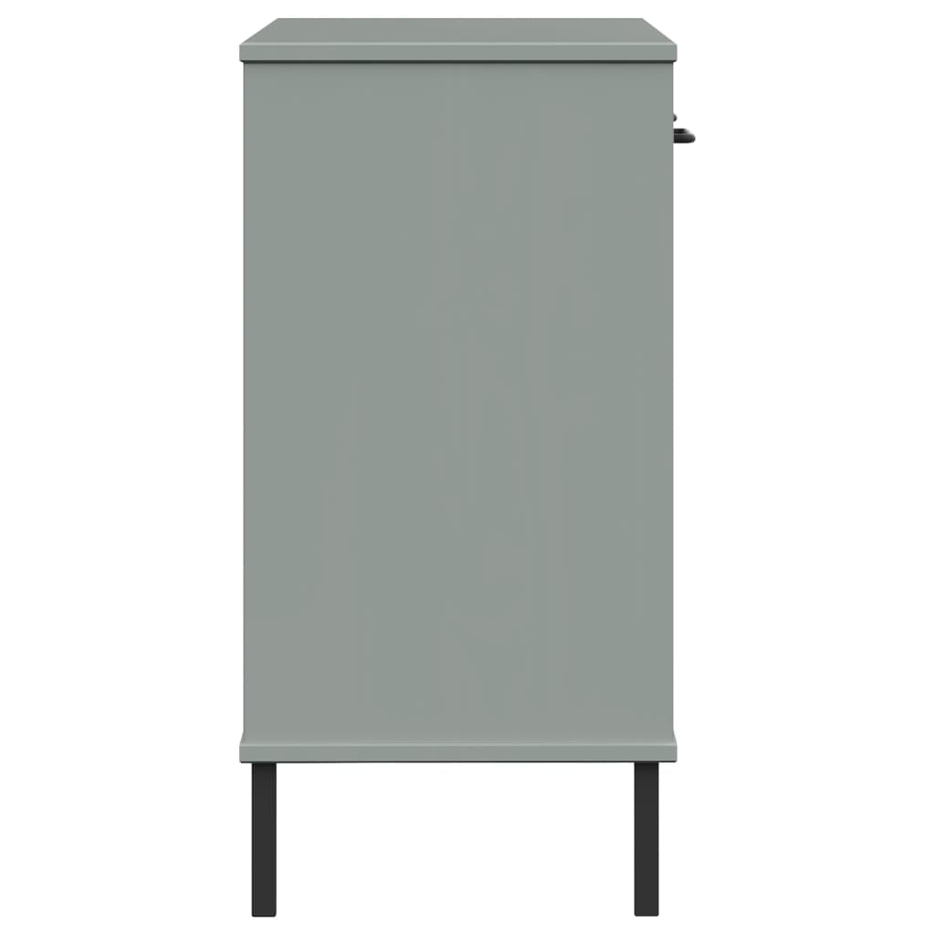 Wandkast met metalen poten OSLO massief grenenhout grijs is nu te koop bij PeponiXL, paradijselijk wonen!