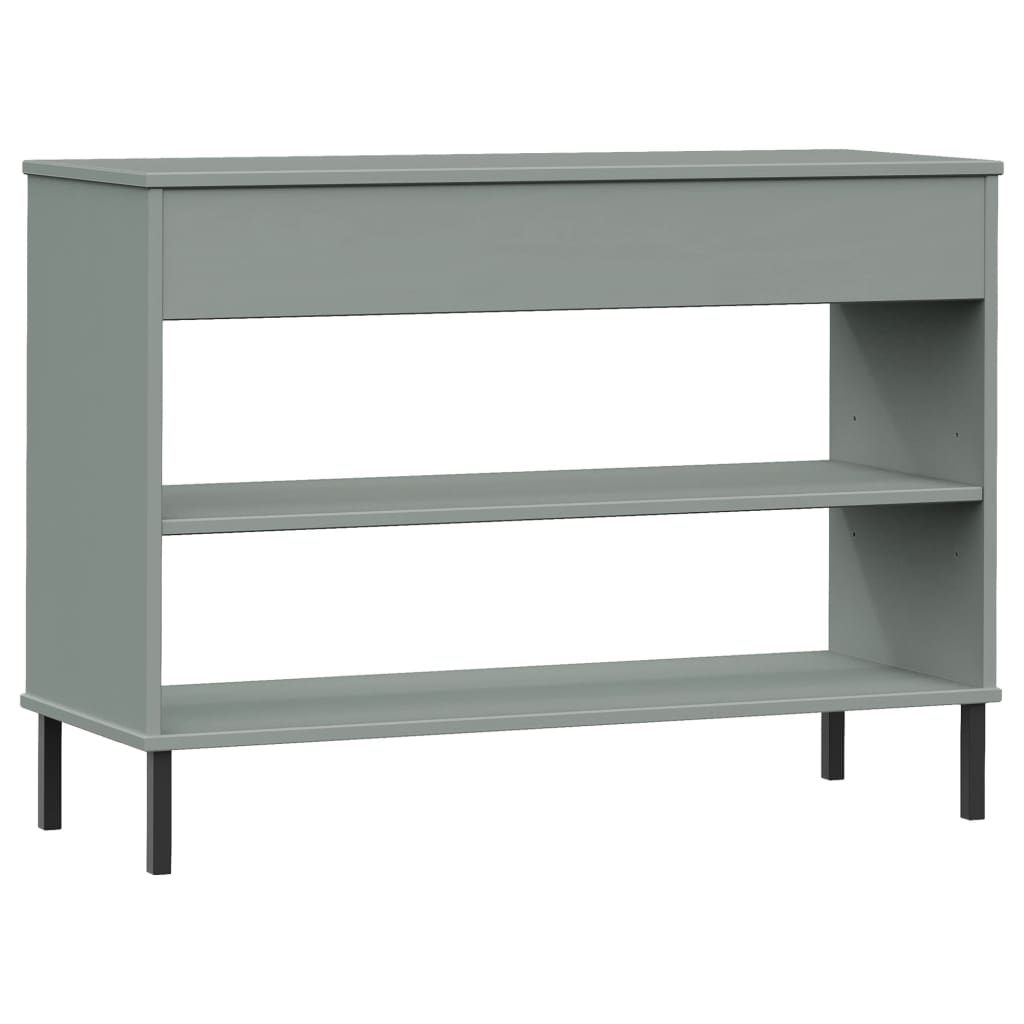 Wandkast met metalen poten OSLO massief grenenhout grijs is nu te koop bij PeponiXL, paradijselijk wonen!