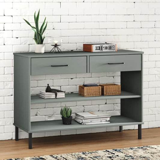 Wandkast met metalen poten OSLO massief grenenhout grijs is nu te koop bij PeponiXL, paradijselijk wonen!