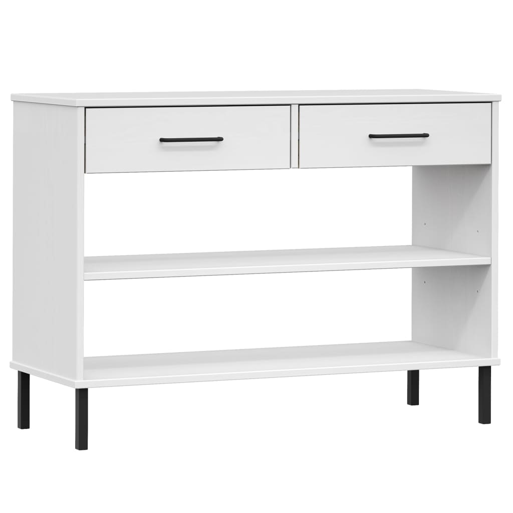 Wandkast met metalen poten OSLO massief grenenhout wit is nu te koop bij PeponiXL, paradijselijk wonen!