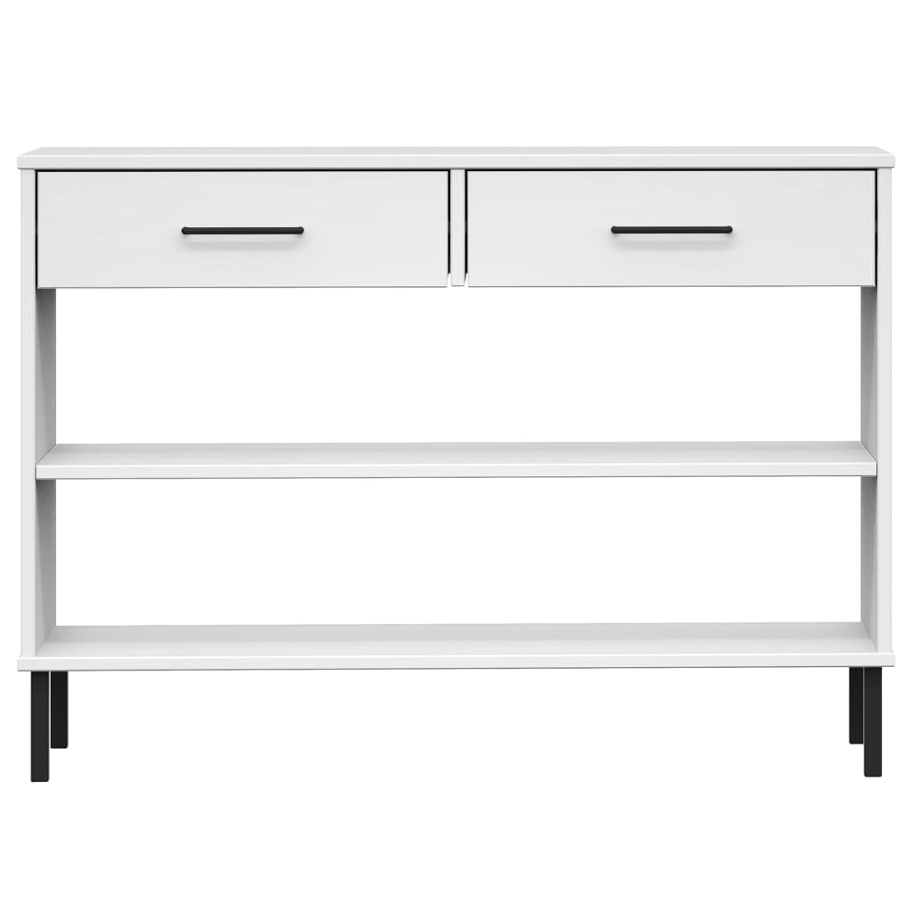 Wandkast met metalen poten OSLO massief grenenhout wit is nu te koop bij PeponiXL, paradijselijk wonen!
