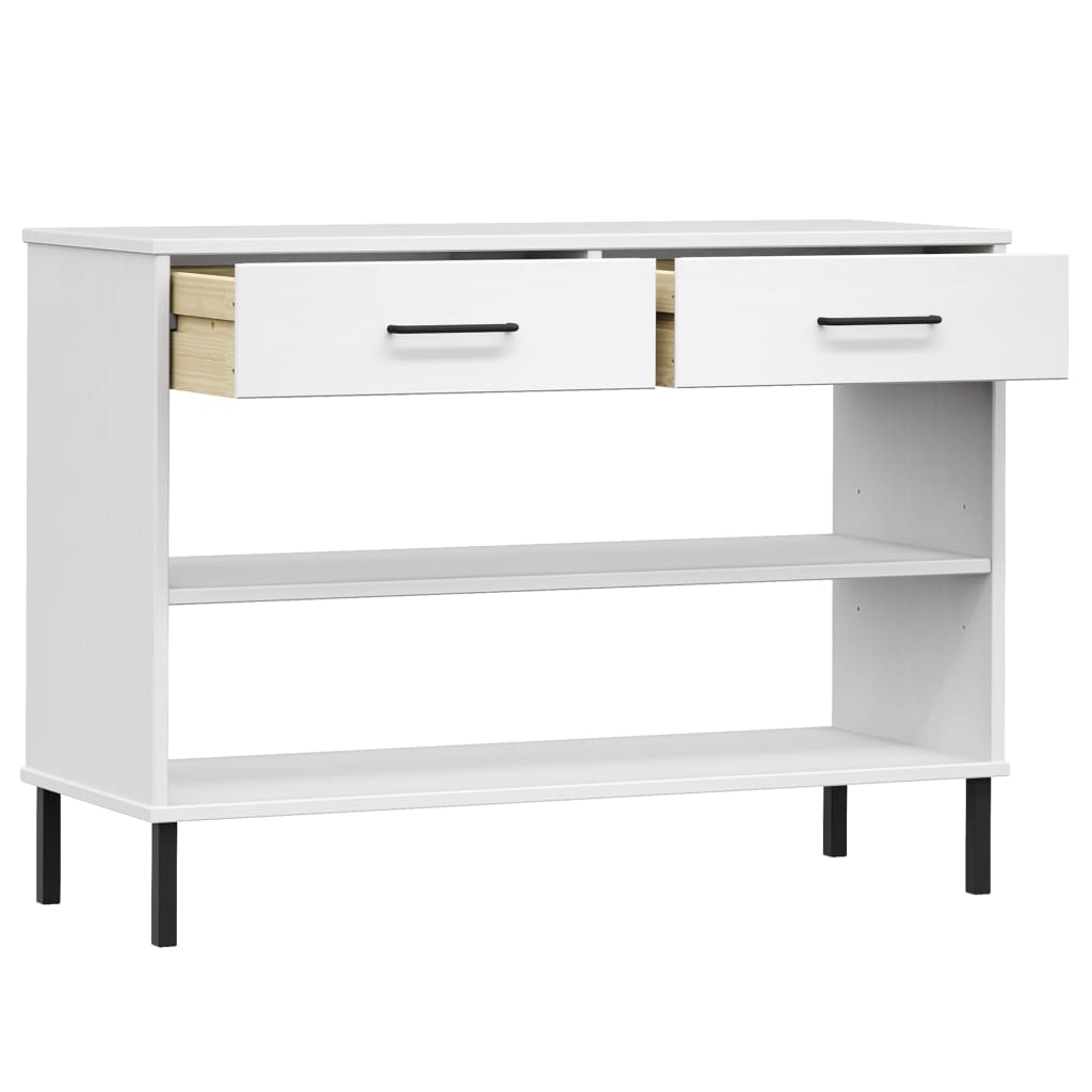 Wandkast met metalen poten OSLO massief grenenhout wit is nu te koop bij PeponiXL, paradijselijk wonen!