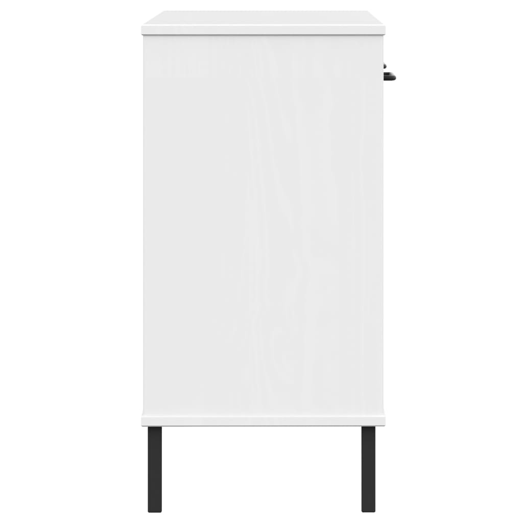 Wandkast met metalen poten OSLO massief grenenhout wit is nu te koop bij PeponiXL, paradijselijk wonen!
