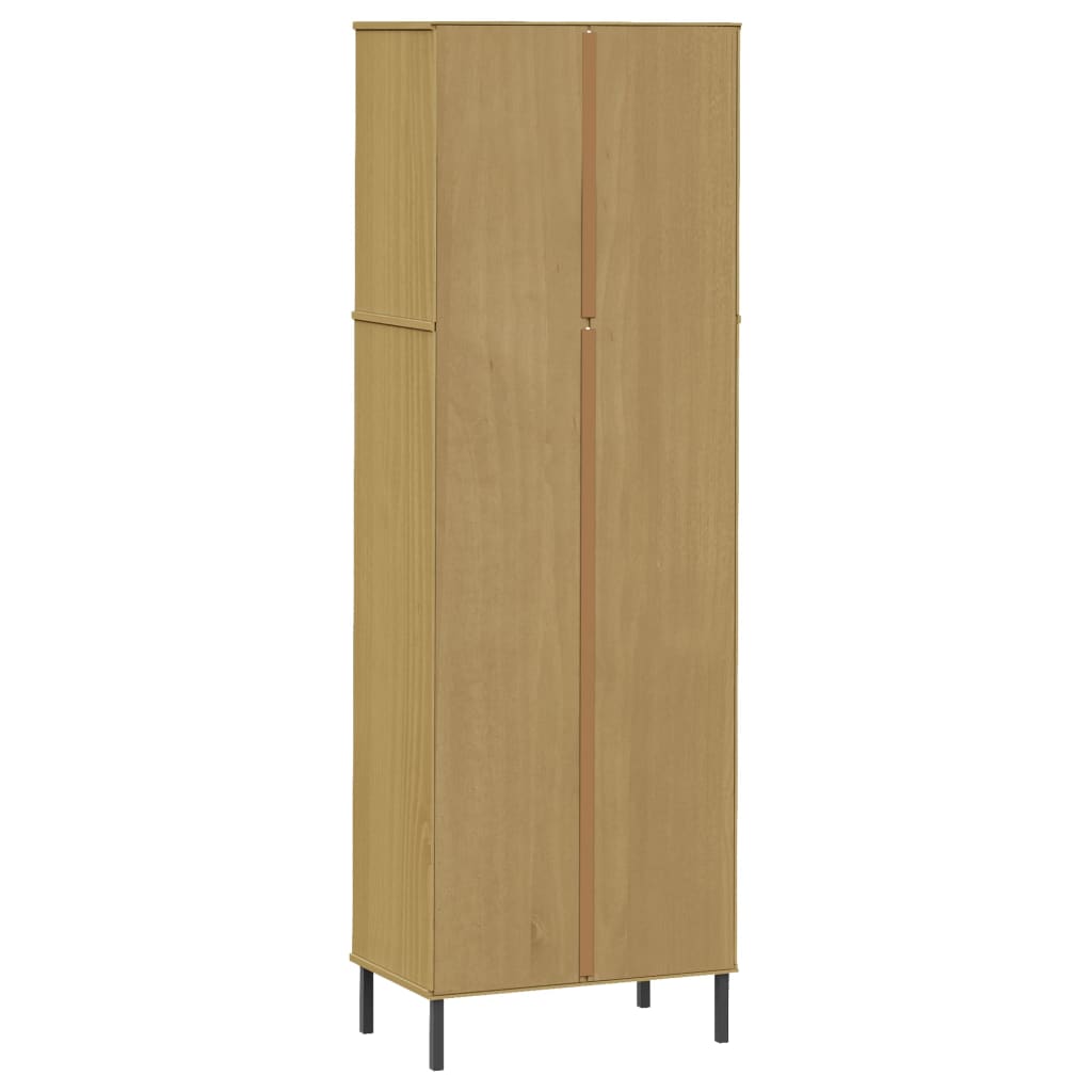 Boekenkast met 2 lades OSLO 60x35x180 cm massief hout bruin is nu te koop bij PeponiXL, paradijselijk wonen!